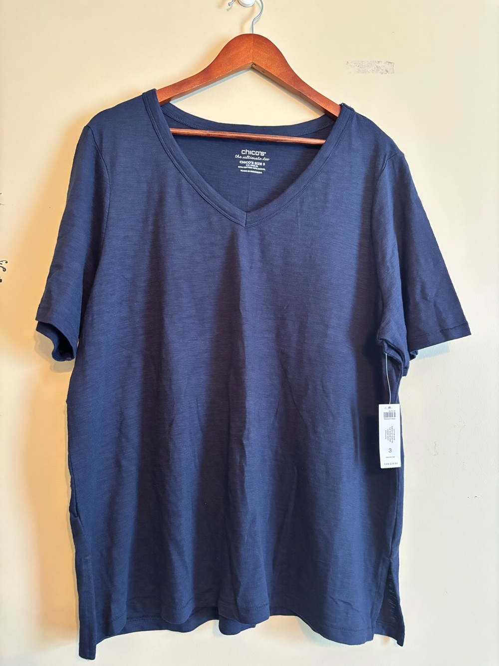 NWT Chicos blouse the ultimate tee size XL Chicos 3 Navy - Picture 2 of 6